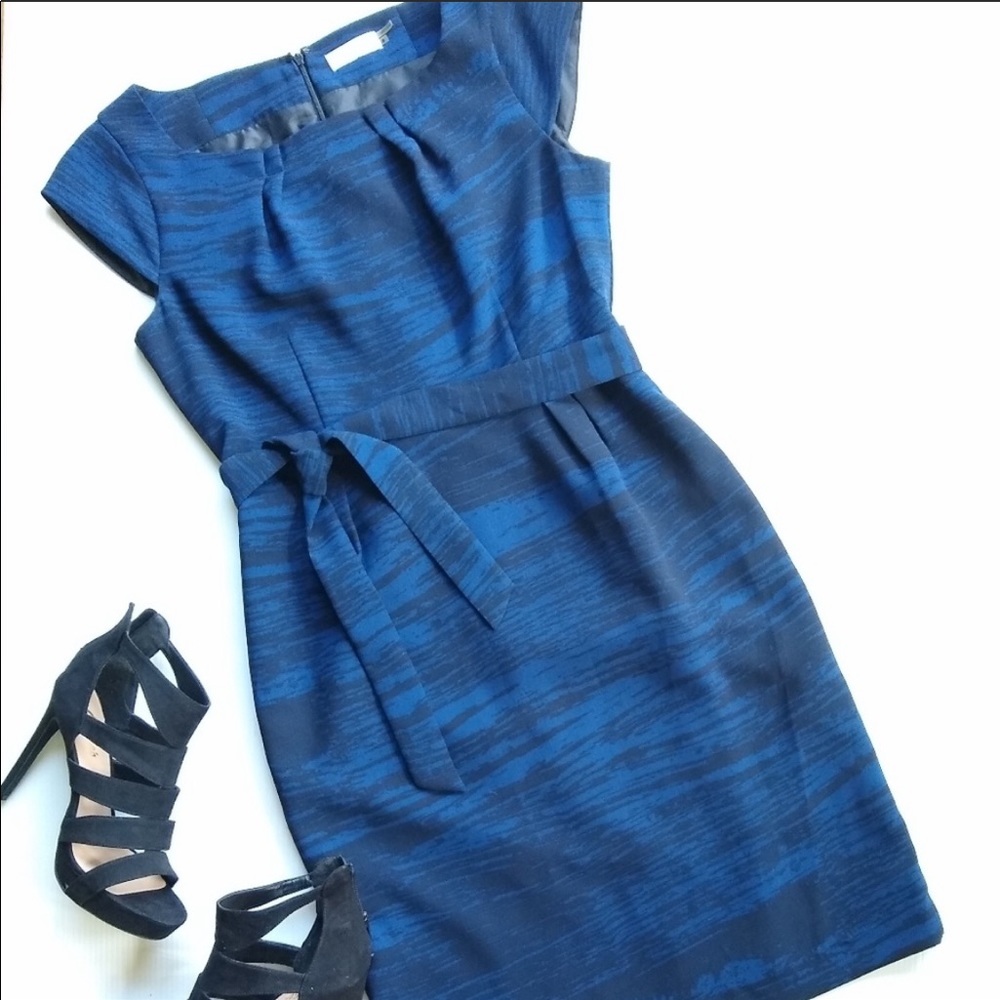 Calvin Klein • blue belted sheath dress formal